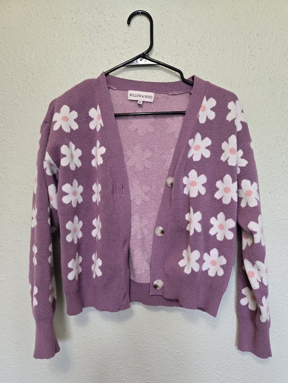 Willow And Wind Purple Flower Cardigan Large